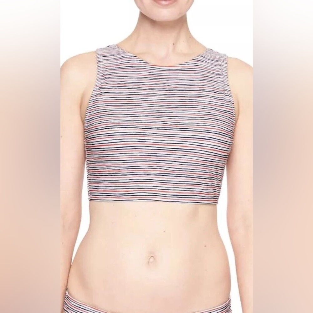 Love By Gap High Neck Bikini Top Red White Blue Size M